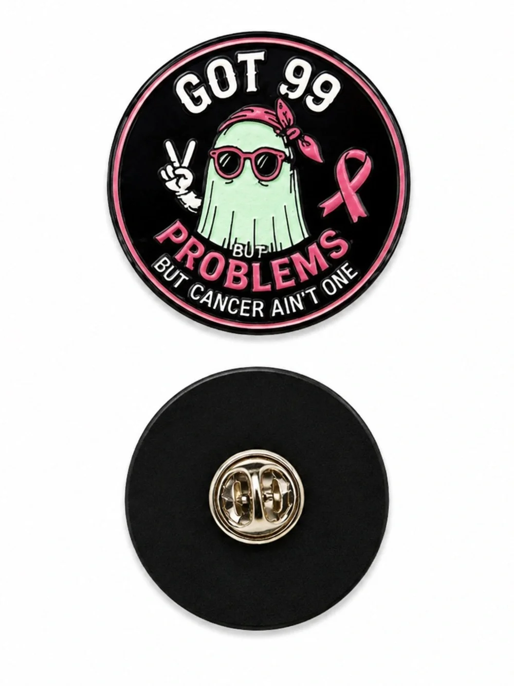 Glow-in-the-Dark Enamel Lapel Pin - Pink & Black